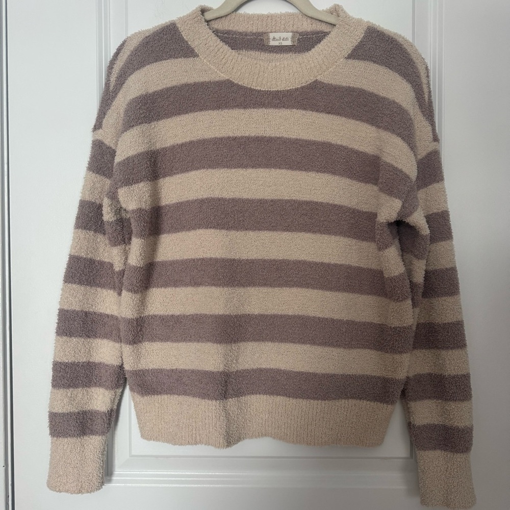 Altar’d State Women’s Tan and Cream Striped XSmall Sweater